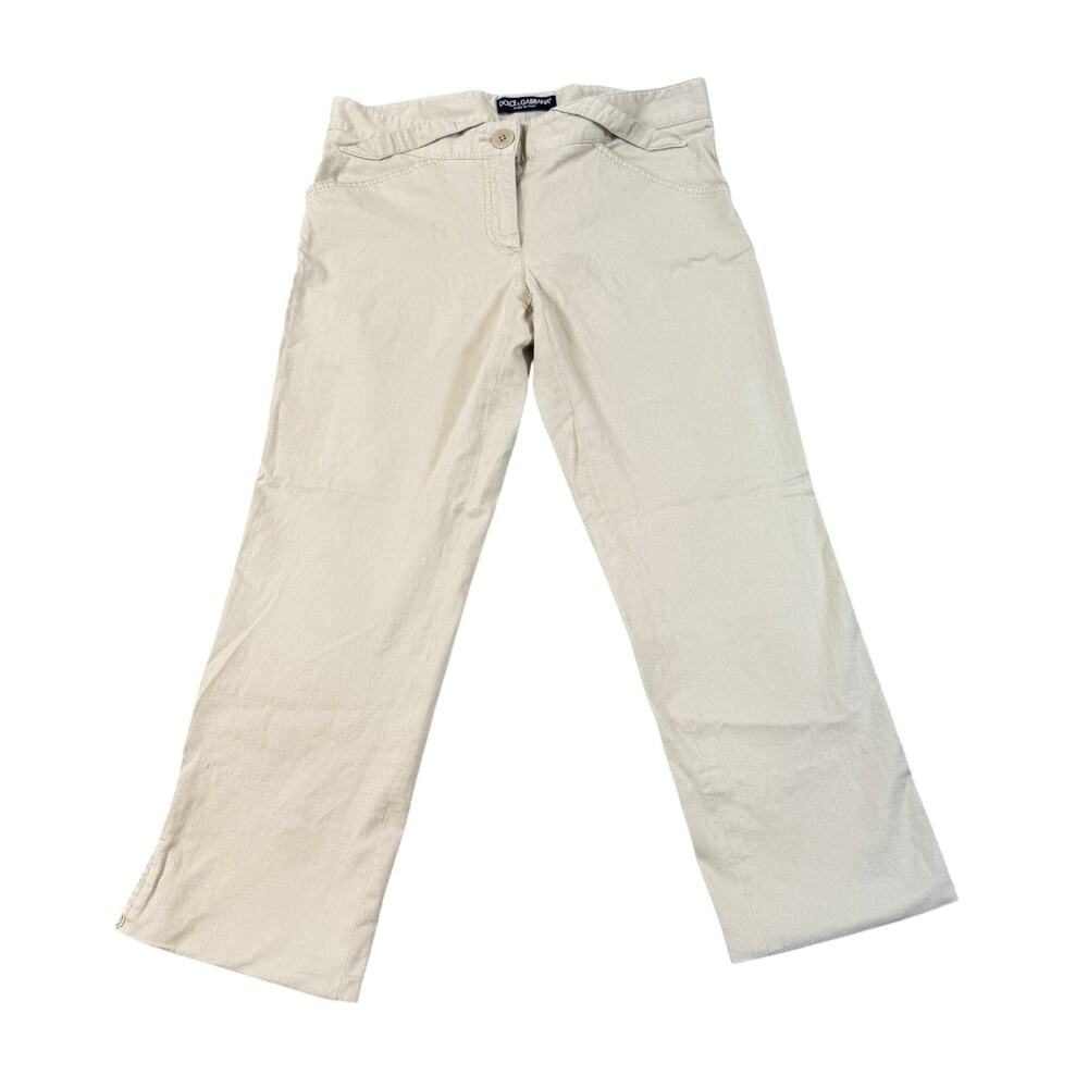 Dolce & Gabbana Women's Capri Pants Size 4 Beige Cotton Made in Italy